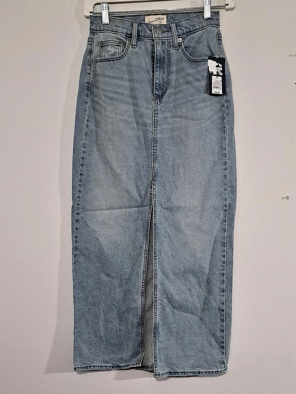 Universal Thread Straight Leg Open Slit Maxi Skirt in Blue Waist 00 NWT